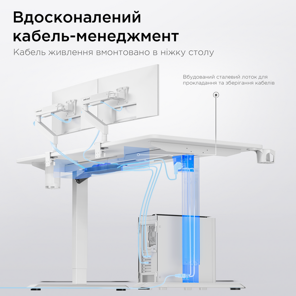 Стіл з електрорегулюванням висоти Anda Seat Xtreme Pro 1400x750 White 000002920 фото