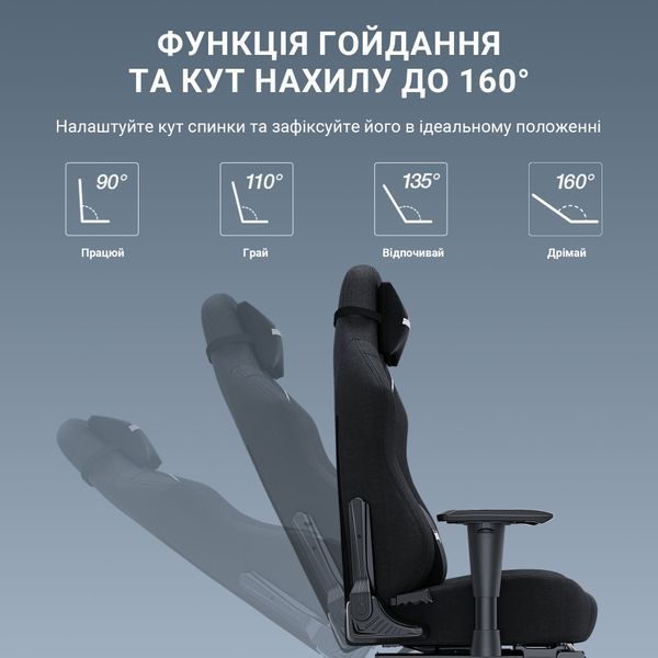 Кресло геймерское Anda Seat Luna Pro Black Fabric Size L 000002186 фото