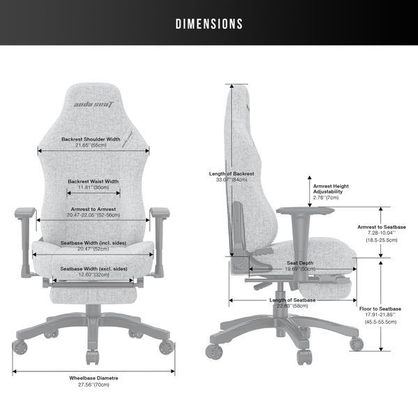 Кресло геймерское Anda Seat Luna Pro Black Fabric Size L 000002186 фото