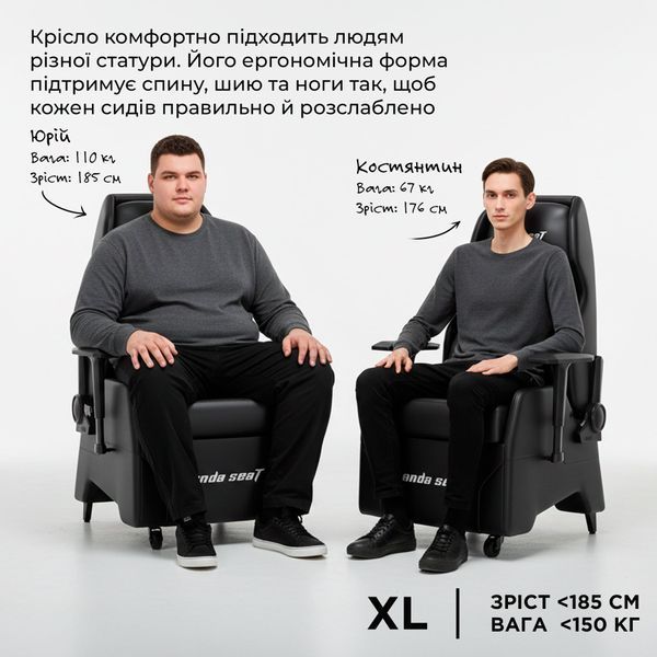 Кресло геймерское Anda Seat X3 Gaming Sofa Black PVC 000002645 фото