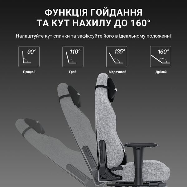 Крісло ігрове Anda Seat Luna Pro Gray Fabric Size L 000002187 фото