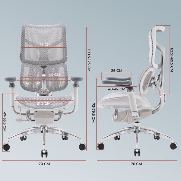 Крісло офісне Sihoo DORO S300 Mesh Light Grey 000002469 фото