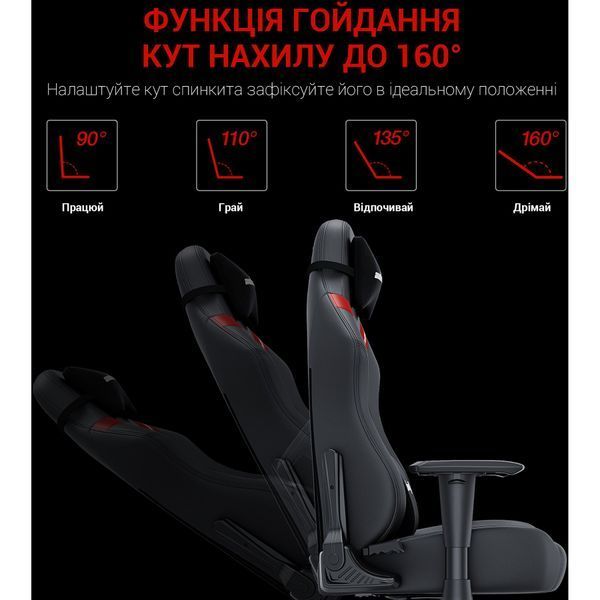 Кресло геймерское Anda Seat Luna Black/Red Size L 000001440 фото