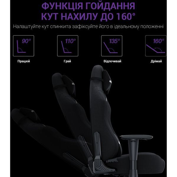 Крісло ігрове Anda Seat Luna Black Fabric Size L 000001439 фото