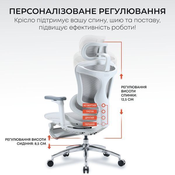 Крісло офісне з підставкою для ніг Sihoo DORO C300L Mesh White with footrest 000002835 фото Крісло офісне з підставкою для ніг Sihoo DORO C300L Mesh White with footrest 000002835 фото