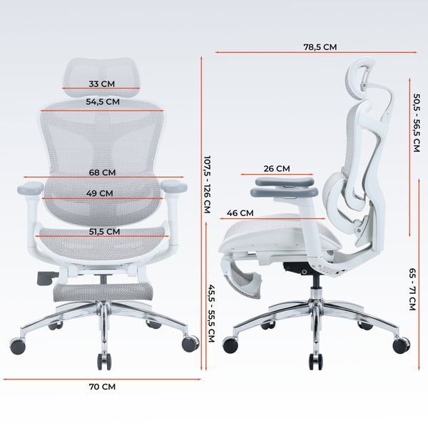 Крісло офісне з підставкою для ніг Sihoo DORO C300L Mesh White with footrest 000002835 фото Крісло офісне з підставкою для ніг Sihoo DORO C300L Mesh White with footrest 000002835 фото