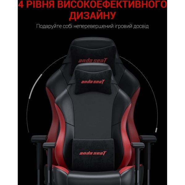 Крісло геймерське Anda Seat Luna Color Size L Black/Red PVC 000001531 фото