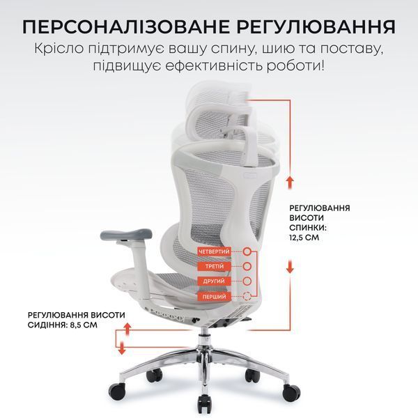 Крісло офісне Sihoo DORO C300L Mesh White 000002466 фото Крісло офісне Sihoo DORO C300L Mesh White 000002466 фото