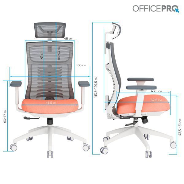 Крісло офісне OfficePro Balance OC550-W-DG-OR 000002217 фото