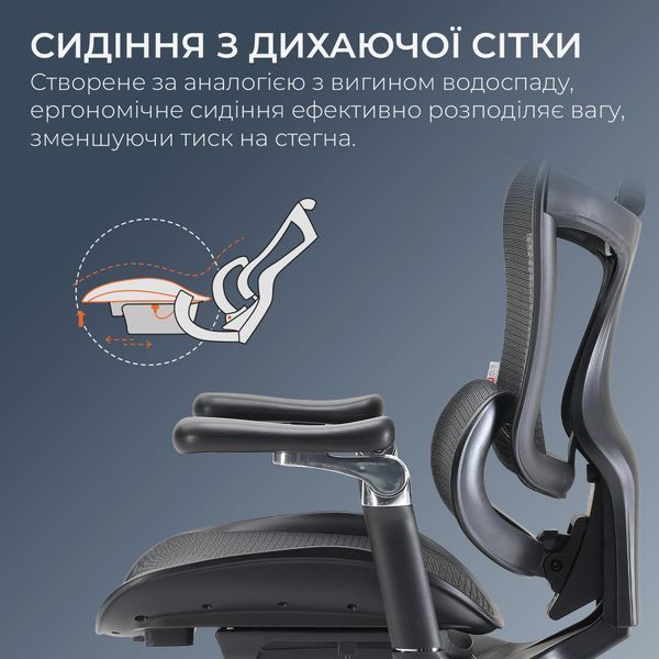 Крісло офісне Sihoo DORO C300 Pro Mesh Black 000002464 фото