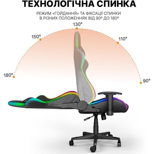 Кресло геймерское GamePro Hero RGB (GC-700-Black) 000000753 фото