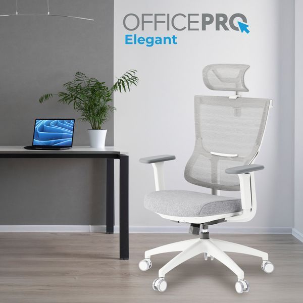 Крісло офісне OfficePro Elegant OC600-W-LG-LG 000002222 фото
