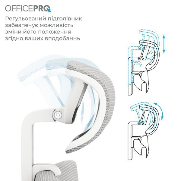 Крісло офісне OfficePro Elegant OC600-W-LG-LG 000002222 фото