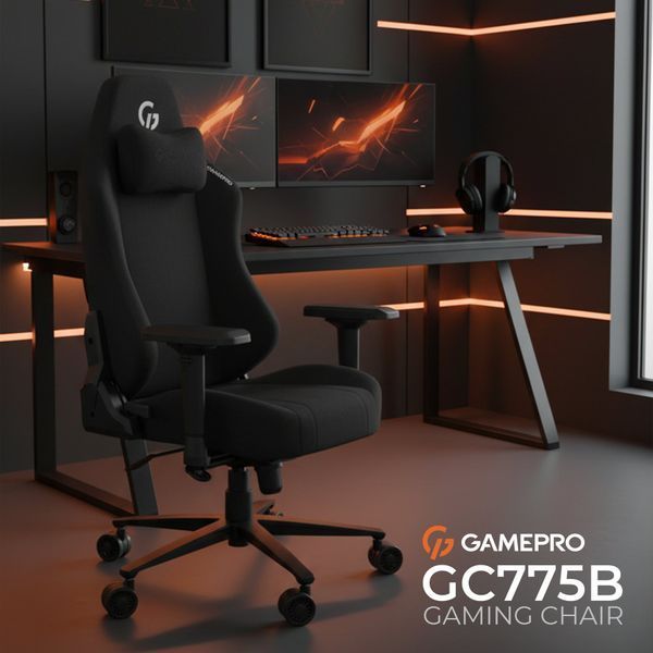 Кресло геймерское GamePro GC775B Fabric Black 000002649 фото