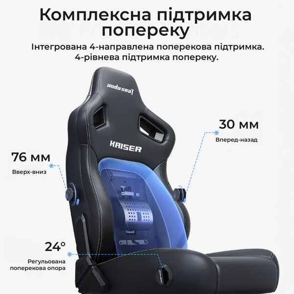 Крісло ігрове Anda Seat Kaiser 4 V2 Size XL Black Fabric 000002457 фото