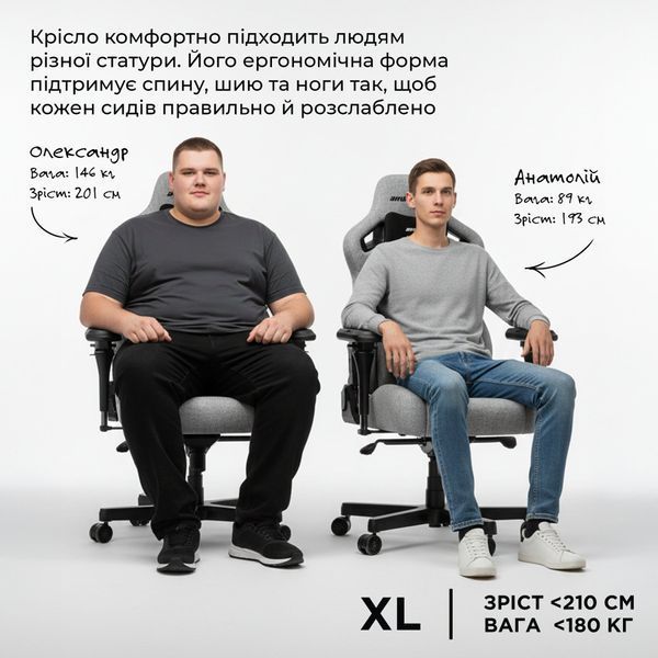 Крісло ігрове Anda Seat Kaiser 4 V2 Size XL Black Fabric 000002457 фото