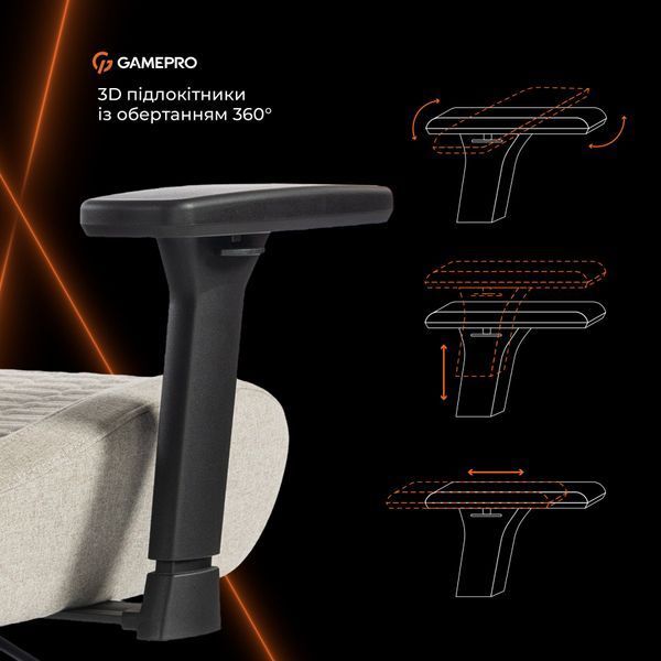 Кресло геймерское GamePro GC760LG Fabric Light Gray 000002648 фото
