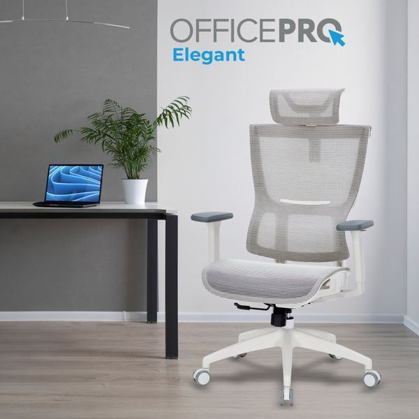 Крісло офісне OfficePro Elegant OC660-W-LG-LG 000002243 фото