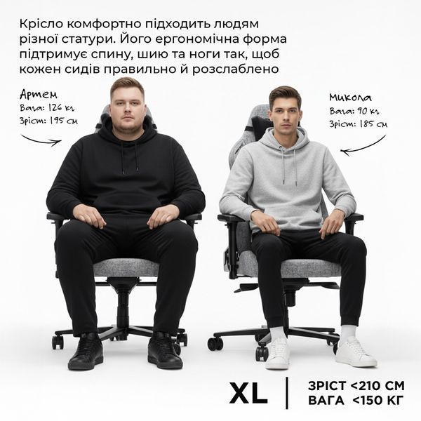 Крісло ігрове Anda Seat Phantom 3 XL Fabric Black Size XL 000002322 фото