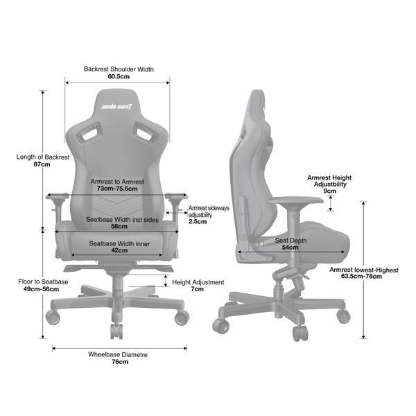 Кресло геймерское Anda Seat Kaiser 2 Black Size XL 000000539 фото