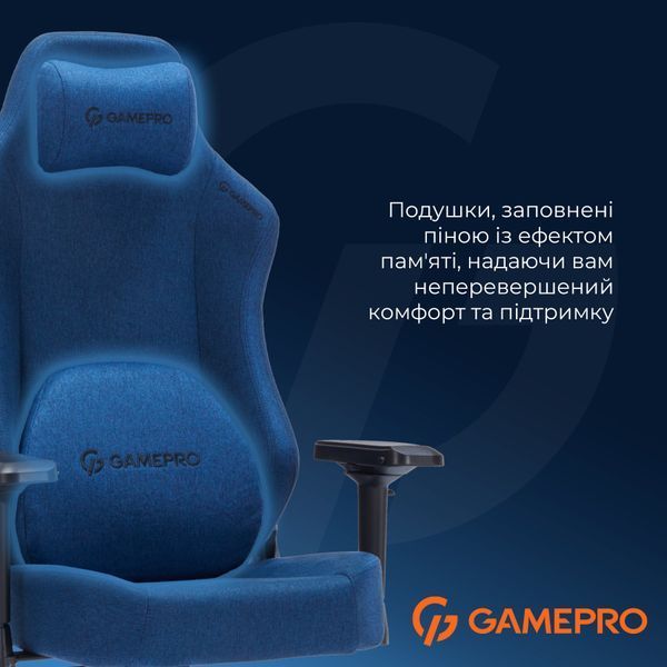 Крісло ігрове GamePro FGC750DB Fabric Dark Blue 000001770 фото