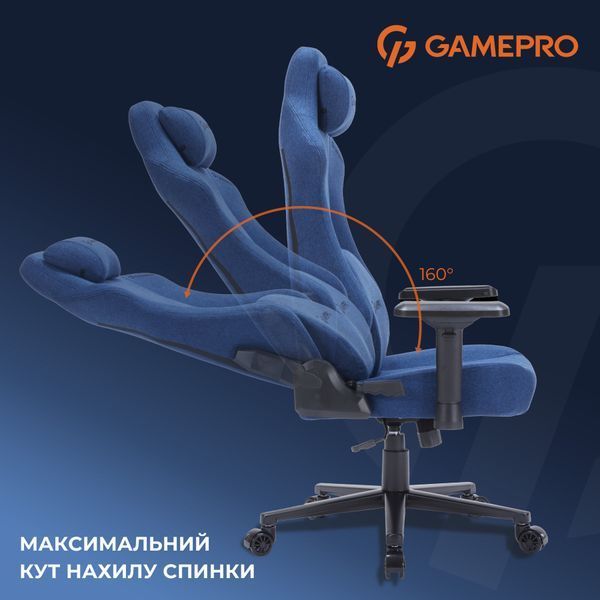 Крісло ігрове GamePro FGC750DB Fabric Dark Blue 000001770 фото