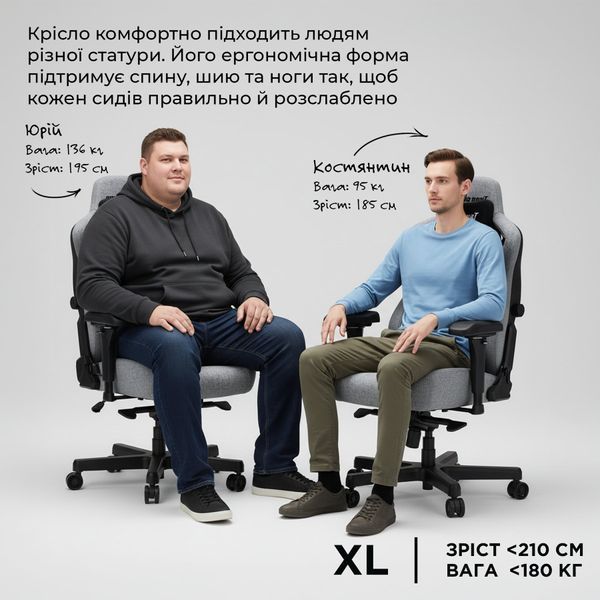 Крісло геймерське Anda Seat Kaiser 3 Pro Fabric Black Size XL 000001454 фото