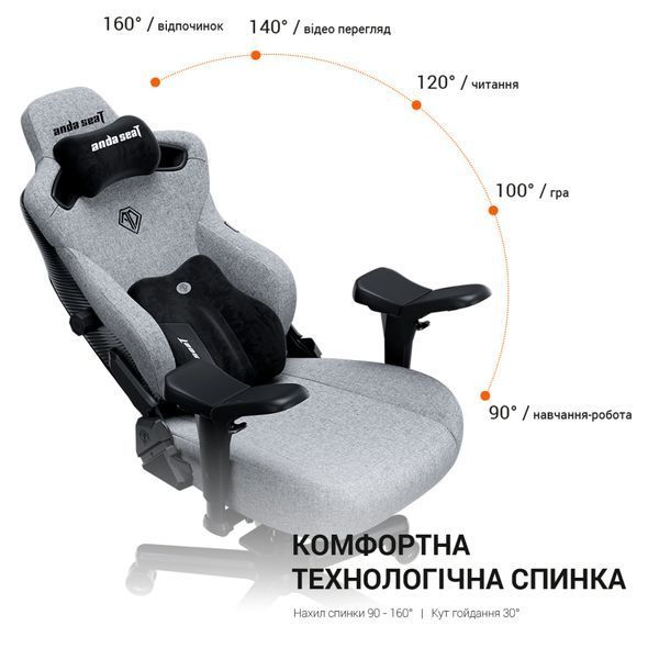 Крісло геймерське Anda Seat Kaiser 3 Pro XL Fabric Dark Gray Size XL 000002856 фото