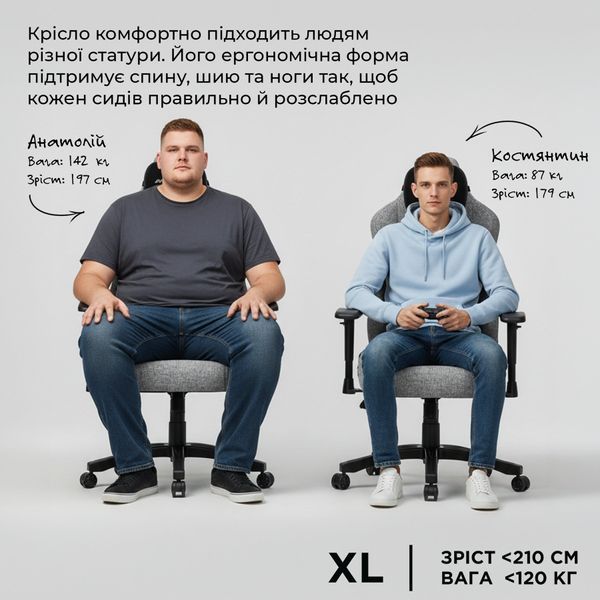 Кресло геймерское Anda Seat Novis Gray Fabric Size XL 000002185 фото